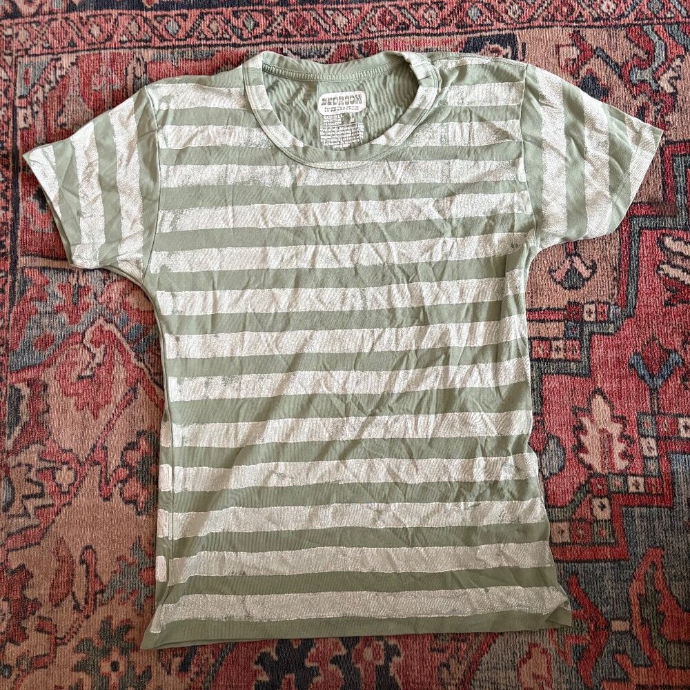 NWOT Big Bud Press Bedroom Stripe Tee Top Green